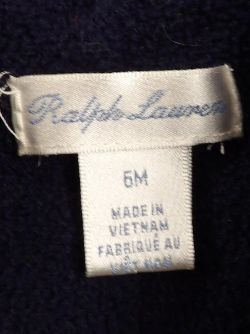 Ralph Lauren Navy Blue Quilted Bunting Snowsuit Hooded Unisex Size 6 Months